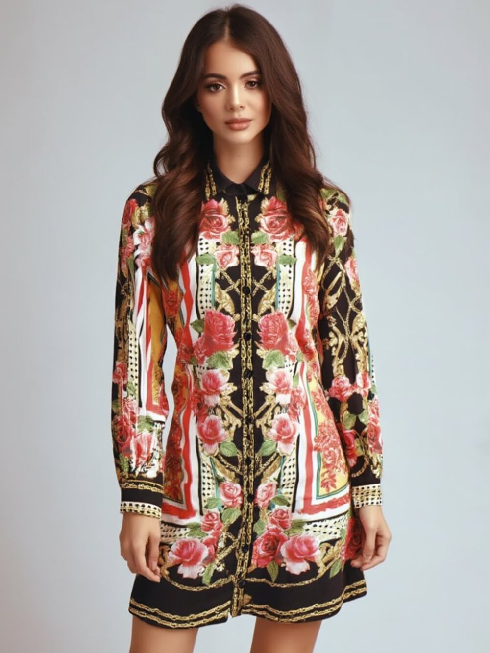 Fashion Nova Baroque Dress Size XS Extra Small Long Sleeve Rococo Floral Black - Picture 1 of 8